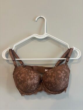 Lace Lined Bra in Brown with Gold Sparkle - Women Intimates & Sleepwear